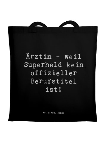 Mr. & Mrs. Panda Tragetasche Spruch Ärztin Superheld mit Spruch in Schwarz