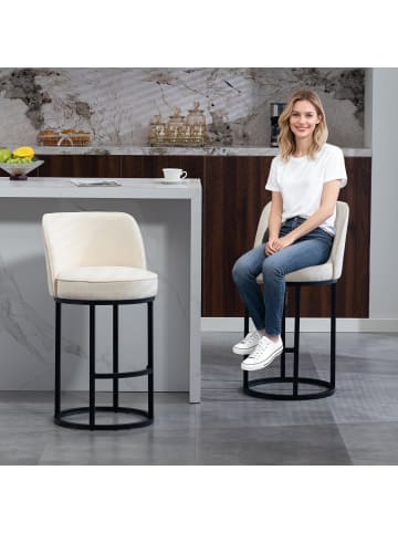 ABRIHOME Barhocker 2er mit Leinenbezug in Beige