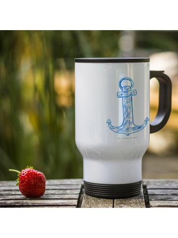 Mr. & Mrs. Panda thermosbecher Anker Blau ohne Spruch in Weiß