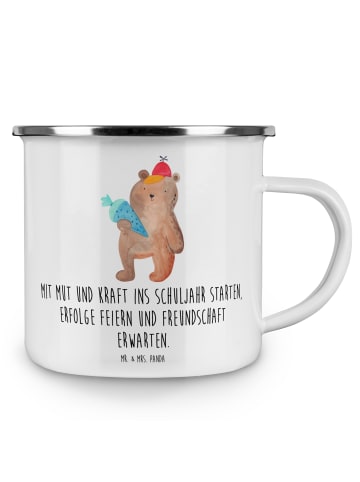 Mr. & Mrs. Panda Tasse Mutiger Schulanfang mit Spruch in Weiß