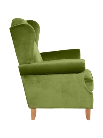 58 aufm Kessel OHRENSESSEL Katria Bezug Samtvelours Buche natur / oliv