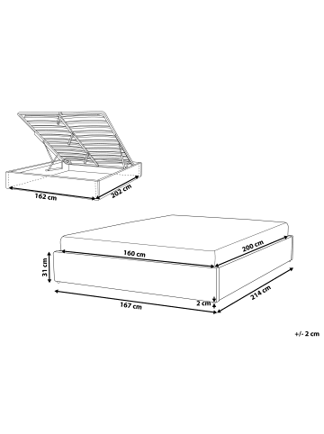 Beliani Doppelbett DINAN in Beige - (W) 167 x (H) 31 x (L) 214 cm