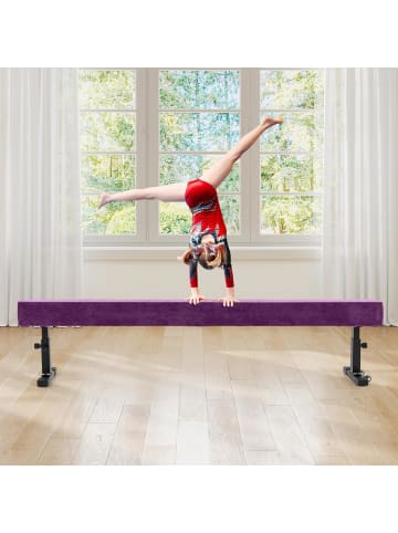 COSTWAY 226 cm Schwebebalken mit 3 Höhen verstellbar in Lila