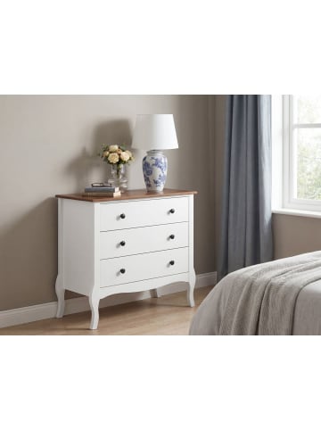Beliani Kommode NUNDLE in Weiß/Braun - (W) 80 x (H) 76 x (L) 40 cm