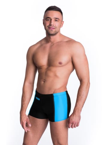 Aquarti Aquarti Herren Badehose mit Reißverschlusstasche in schwarz/blau