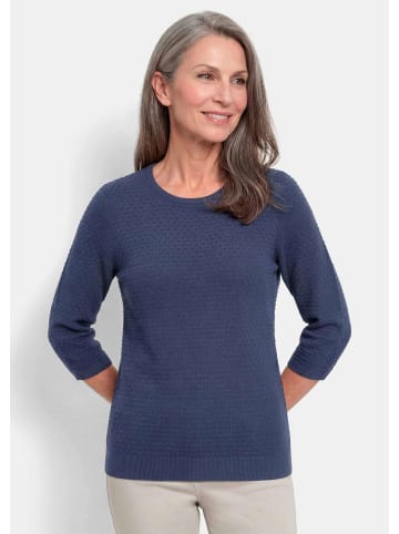 GOLDNER Halbarm Baumwollpullover mit Struktur in marine