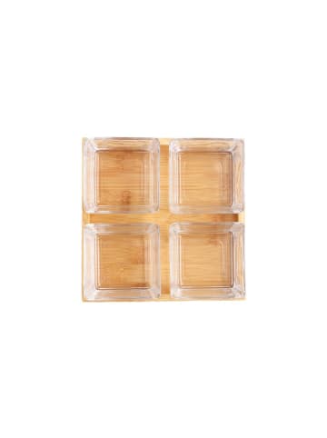 Cheffinger 5-teiliges Bambus-Glas-Snackschalen-Set – Servieren & Genießen in Holz