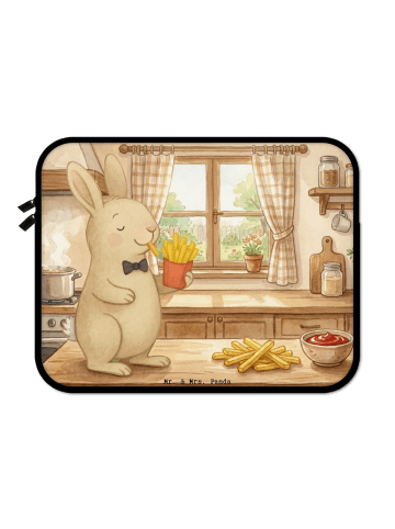 Mr. & Mrs. Panda Laptop Tasche Hase Pommes Design ohne Spruch in Weiß