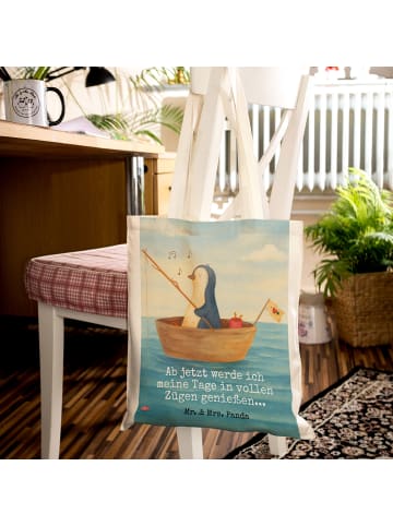 Mr. & Mrs. Panda Tragetasche Pinguin Angelboot Design mit Spruch in Weiß