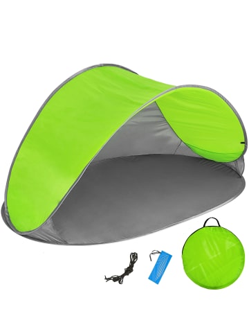 tectake Pop-Up Strandmuschel Jasmin 220 x 120 x 100 cm, grau/grün