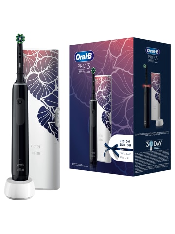 Oral-B Elektrische Zahnbürste "Pro 3 + Reiseetui Floral Design" in Schwarz