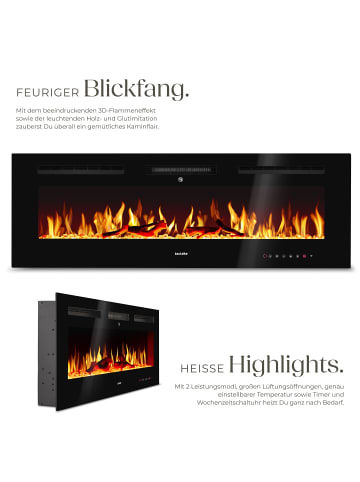 tectake Elektro-Wandkamin Luci mit Fernbedienung und App-Steuerung, integriertes Thermos