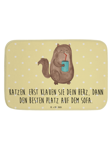 Mr. & Mrs. Panda Badematte Katze Dose mit Spruch in Gelb Pastell