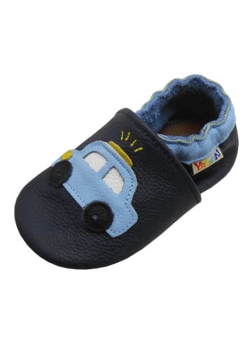 Yalion Dunkelblaue Leder-Baby-Lauflernschuhe Auto-Muster