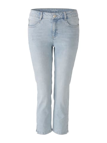 Oui Jeans THE CROPPED mid waist, cropped in blue denim