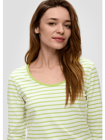 s.Oliver T-Shirt langarm in Grün-weiß