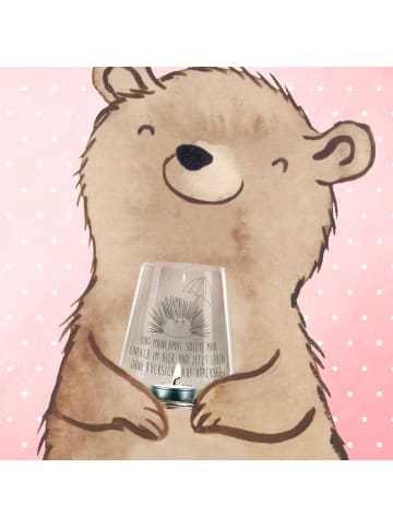 Mr. & Mrs. Panda Gravur Glas Seeigel mit Spruch in Transparent