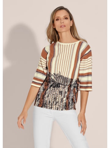 MADELEINE Streifen-Pullover mit Paisley-Druck in wollweiß / multicolor