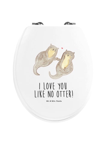 Mr. & Mrs. Panda Toilettenbrille Otter Hände halten mit Spruch in Weiß