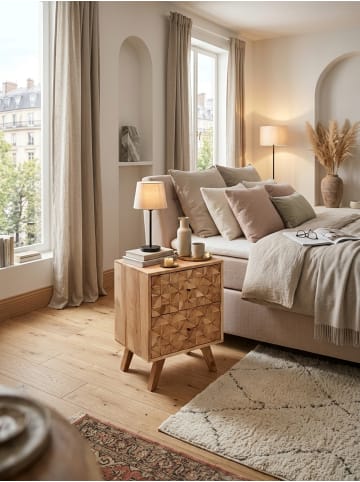 KADIMA DESIGN Nachtkonsole | Akazie, 44x61x35cm, Schubladen