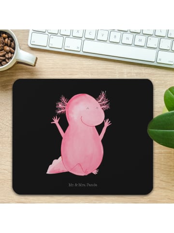Mr. & Mrs. Panda Mauspad Axolotl Hurra ohne Spruch in Schwarz
