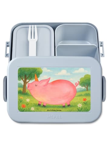 Mr. & Mrs. Panda Snackbox Einhorn Schwein Design ohne Spruch in Blau Pastell
