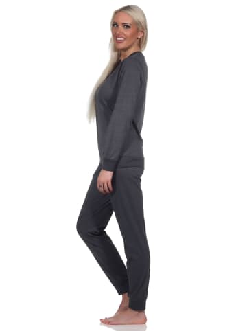 NORMANN langarm Schlafanzug Pyjama Bündchen und Stern - 83344 in anthrazit