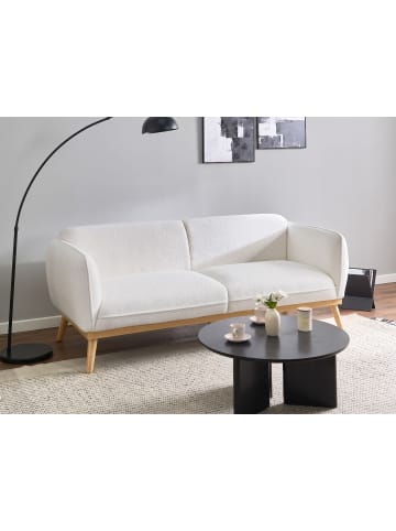 Beliani 3-Sitzer Sofa LJUNG in Weiß/Braun - (W) 210 x (H) 82 x (L) 82 cm