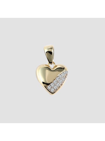 Adeliás Damen Anhänger – Herz Herzanhänger aus 375 Gold mit Zirkonia in gold