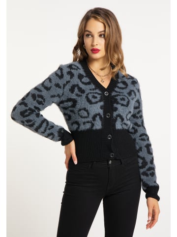 faina Damen Strickjacke in Grau Schwarz