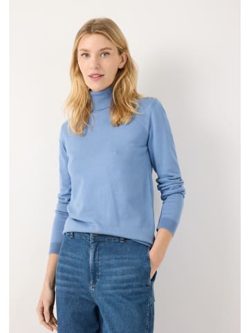 More & More schmaler Feinstrick-Basic-Rollkragenpullover in autumn blue