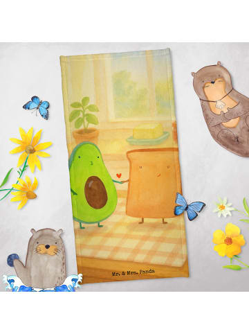 Mr. & Mrs. Panda Badehandtuch Avocado Toast Design ohne Spruch in Gelb Pastell