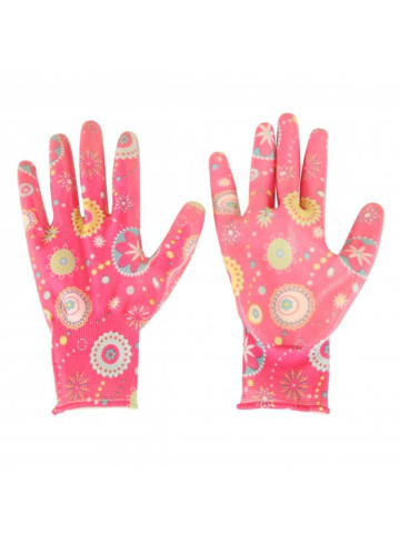 greemotion Gartenhandschuhe Blumenmuster Größe M - rutschfest für Garten & Haushalt in Pink