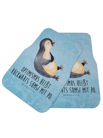 Mr. & Mrs. Panda Auto Teppich Pinguin Lachen mit Spruch in Eisblau