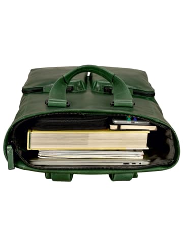 Leonhard Heyden Porto Business-Rucksack Leder 40 cm flaschengrün