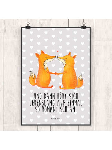 Mr. & Mrs. Panda Bild Füchse Liebe mit Spruch in Grau Pastell
