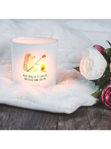 Mr. & Mrs. Panda Windlicht Glas Igel Grillen mit Spruch in Transparent