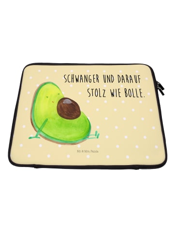 Mr. & Mrs. Panda Notebook Tasche Avocado Schwangerschaft mit Spruch in Gelb Pastell