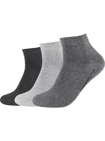camano Baumwolle Bio Unisex-Kurzsocken 3 Paar ca-soft in anthrazit-/grau meliert
