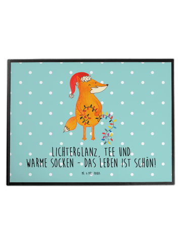 Mr. & Mrs. Panda Schreibtischunterlage Fuchs Weihnachten mit Spruch in Türkis Pastell
