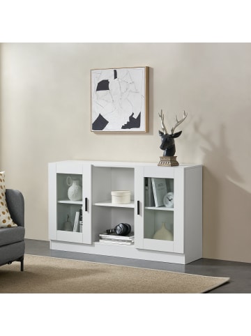 en.casa Sideboard Spøttrup mit Glastür in Weiß (T)30.5cm (B)120cm (H)70cm