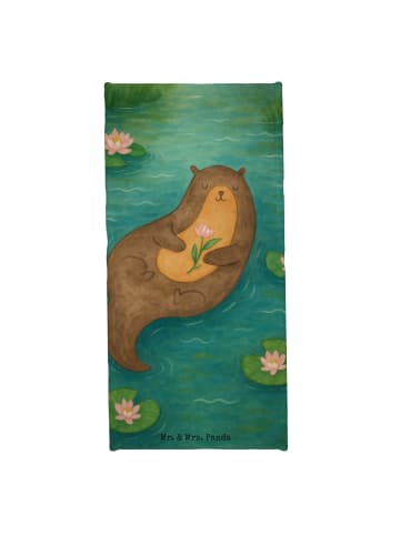 Mr. & Mrs. Panda Badhandtuch Otter Seerose Design ohne Spruch in Weiß