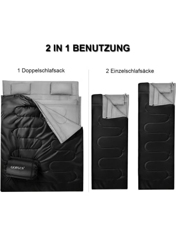 COSTWAY Doppelschlafsack 2 in 1 in Schwarz