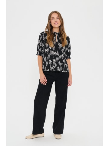 SAINT TROPEZ Kurzarm-Bluse LenyaSZ Gerade Passform in Black Flower Lane