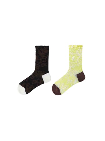 MUNADUNA 2er-Pack 3D-Relief Zweig-Muster-Socken-Farb-Mix