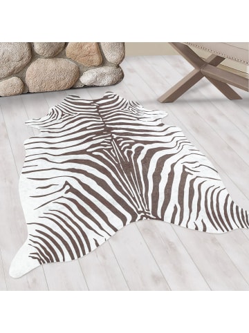 KADIMA DESIGN Teppich Waschbar Flachgewebe Tigerfell-Imitat Polyester Wohnzimmer in Braun