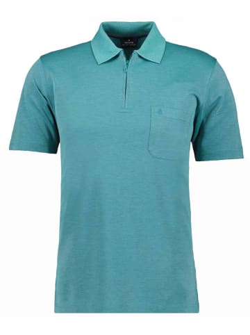 Ragman Softknit-Poloshirt mit Zip in Grün