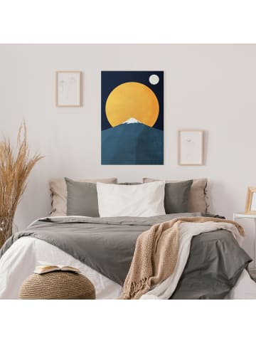 WALLART Leinwandbild - Sonne, Mond und Berge in Gelb