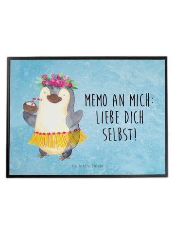 Mr. & Mrs. Panda Schreibunterlage Pinguin Kokosnuss mit Spruch in Eisblau