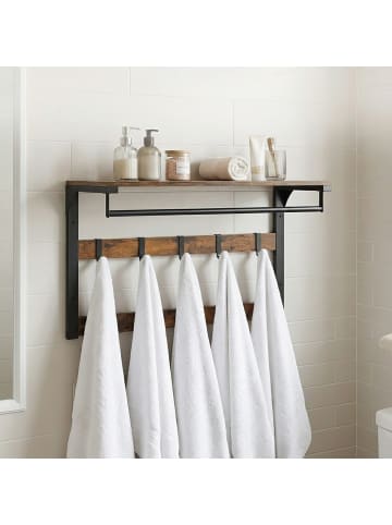 relaxdays Wandgarderobe in Braun/ Schwarz- (B)65 x (H)42 x (T)30 cm